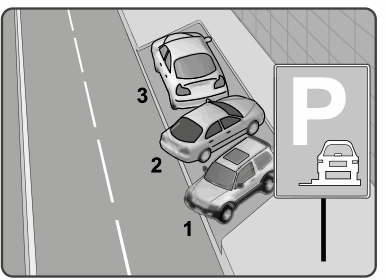 Şekildeki “park etme bilgi işaretine” göre hangi numaralı araçlar yanlış park etmiştir?
